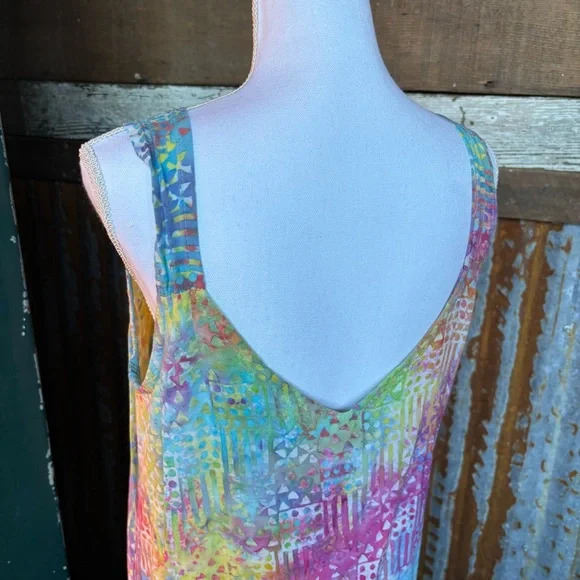 Colorful Sleeveless Midi Dress, Beach Cover up, Tie Die, Size L - Picture 5 of 7